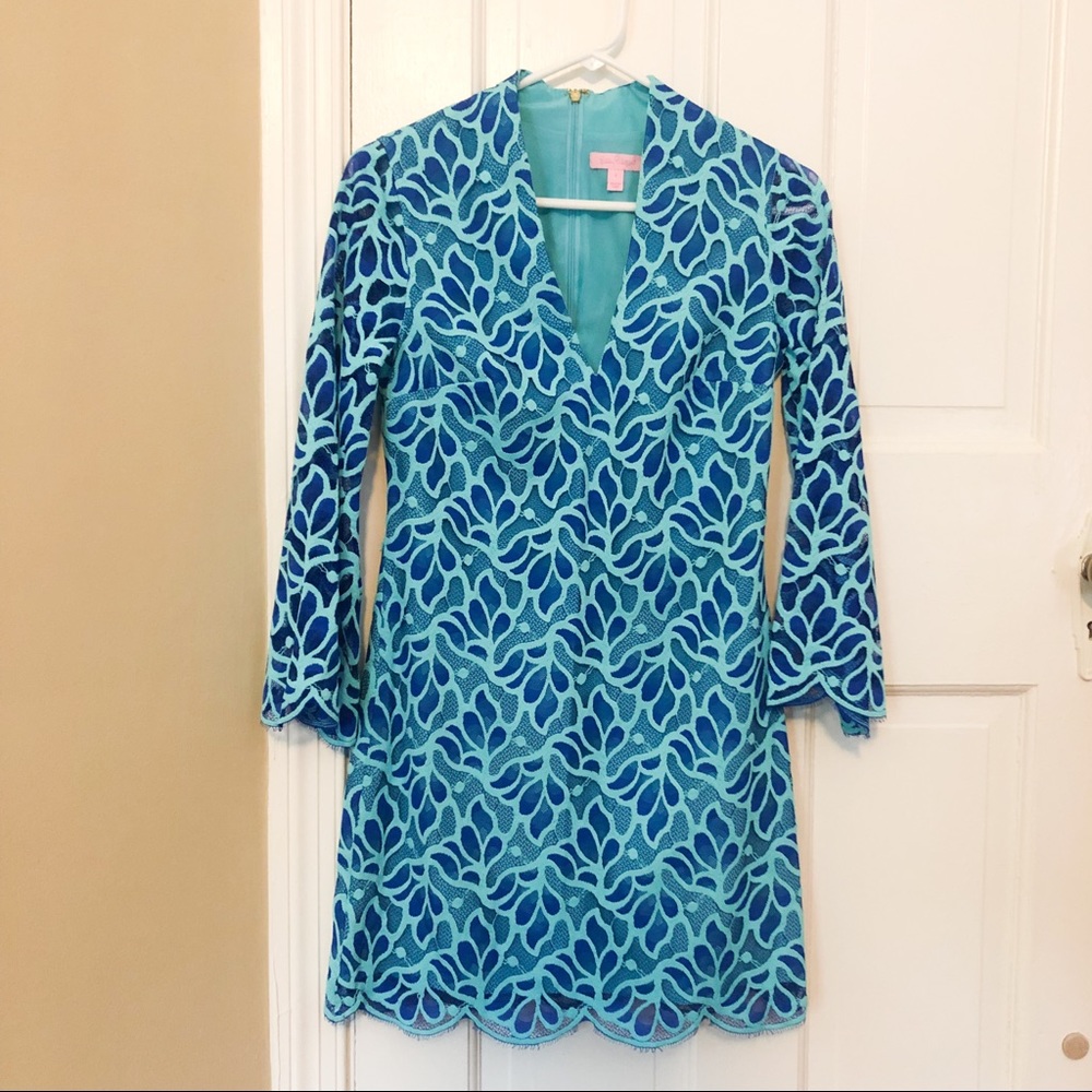 Lilly Pulitzer Blue Lace Shift Dress